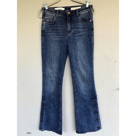 Anthropologie Pilcro High Rise Bootcut Jeans Womens 28 Button Hem Boho Western - Picture 1 of 15